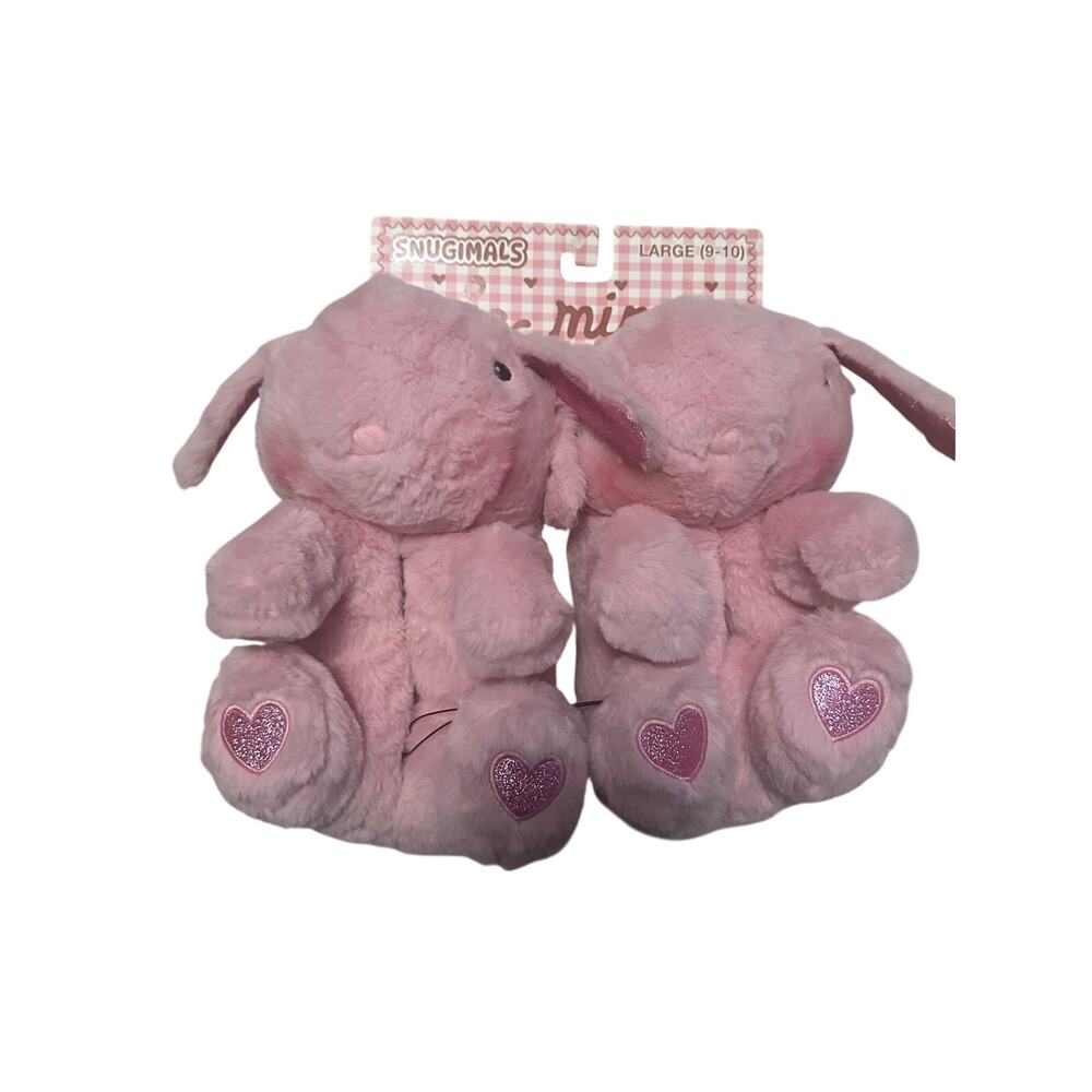 Snugimals "Be Mine" Pink Plush Bunny Slippers 
Women's Large Sizes 9-10 NWT
